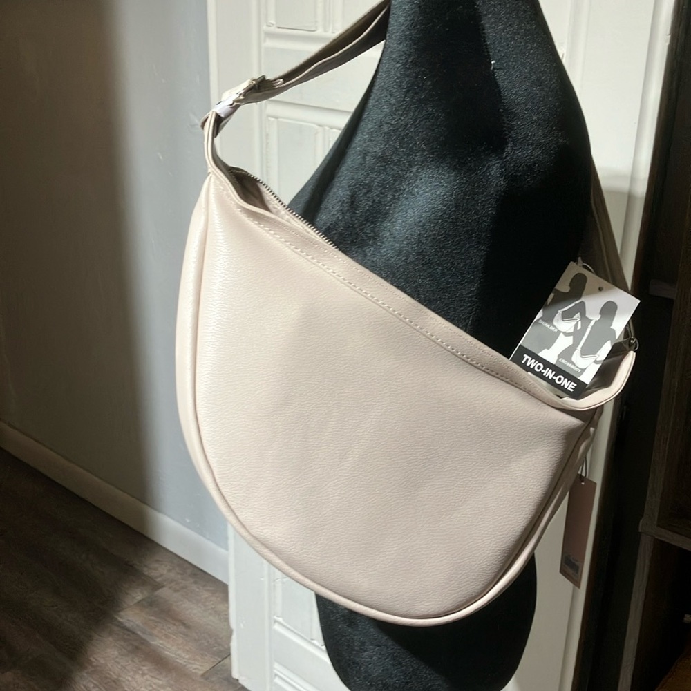 BCBGeneration Faux Leather Asymmetrical Crossbody/Shoulder/Sling Bag Tan  NWT